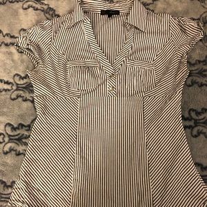 Heart Soul White / Blue Stripe Top XL